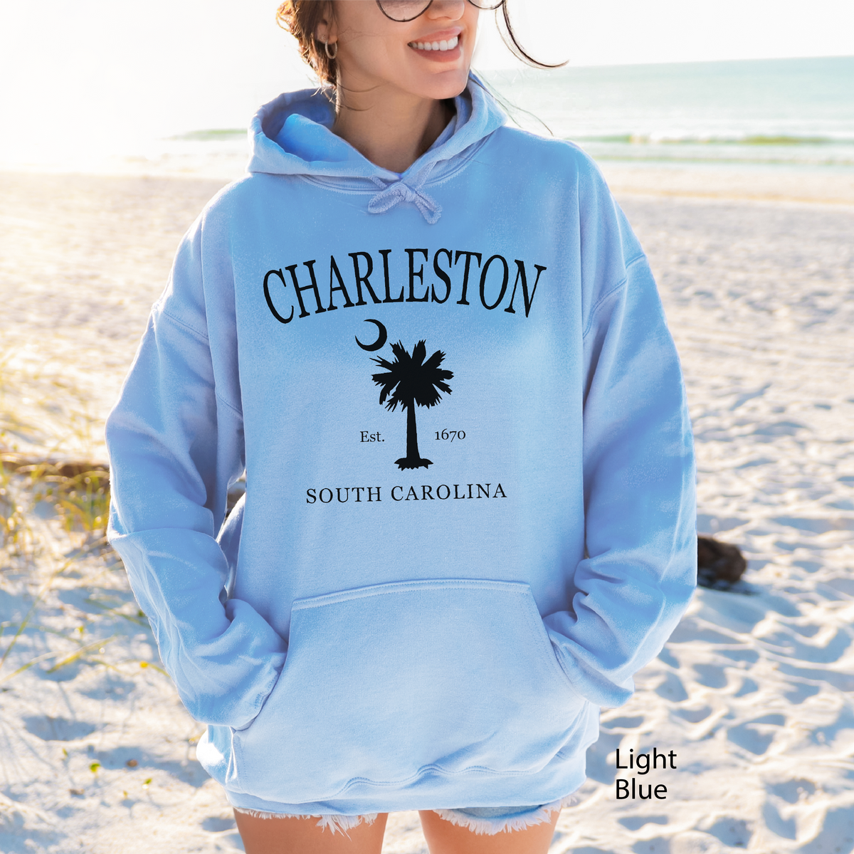 Charleston South Carolina Vintage Palmetto Moon Hoodie