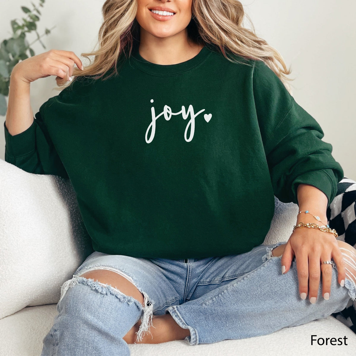 Joy Heart Sweatshirt + Minimalist Cursive Graphic Oversized Pullover