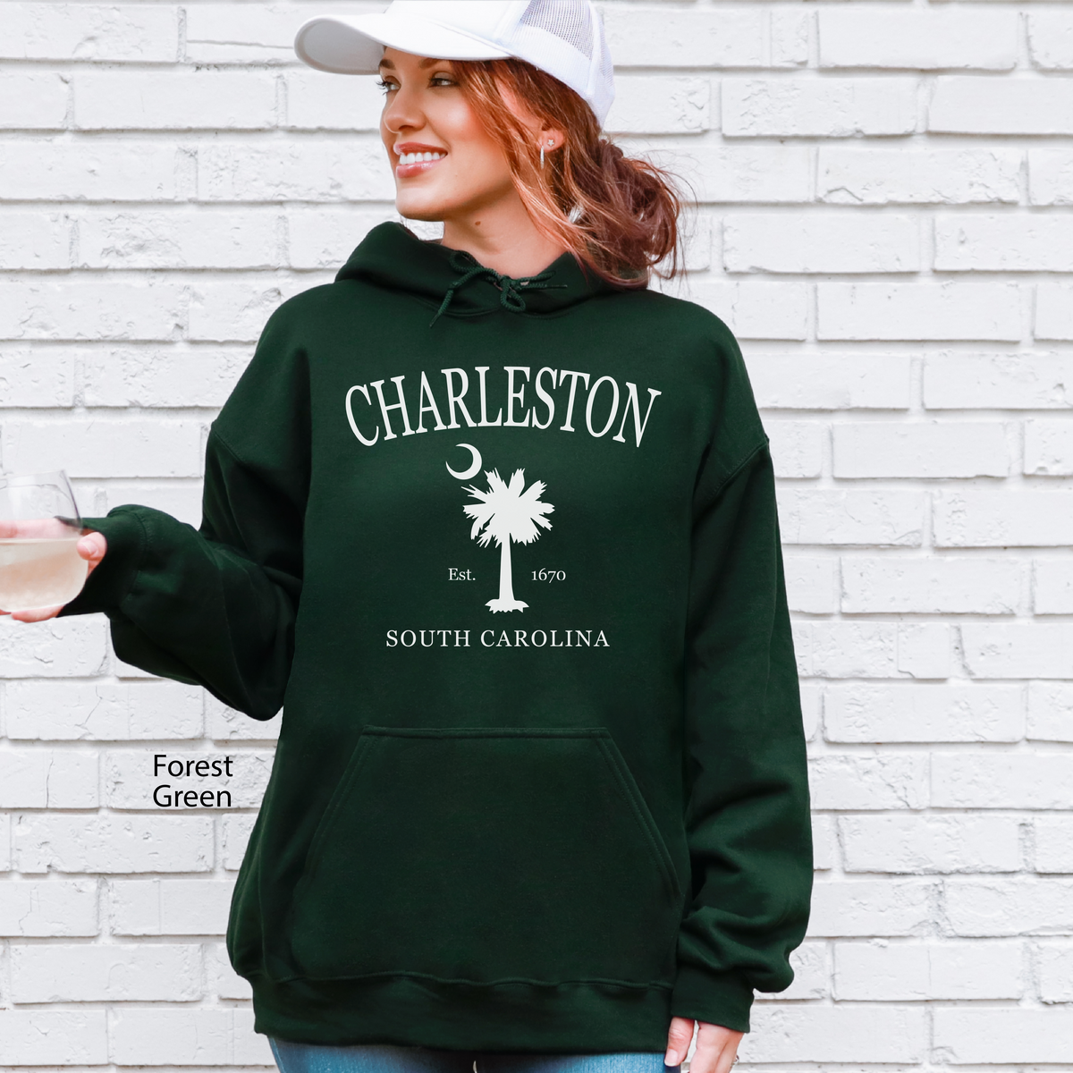 Charleston South Carolina Vintage Palmetto Moon Hoodie
