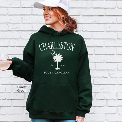 Charleston South Carolina Vintage Palmetto Moon Hoodie