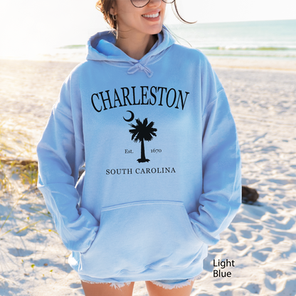 Charleston South Carolina Vintage Palmetto Moon Hoodie
