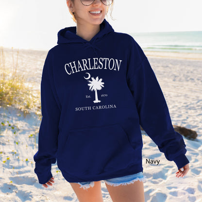 Charleston South Carolina Vintage Palmetto Moon Hoodie