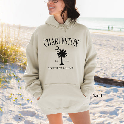Charleston South Carolina Vintage Palmetto Moon Hoodie